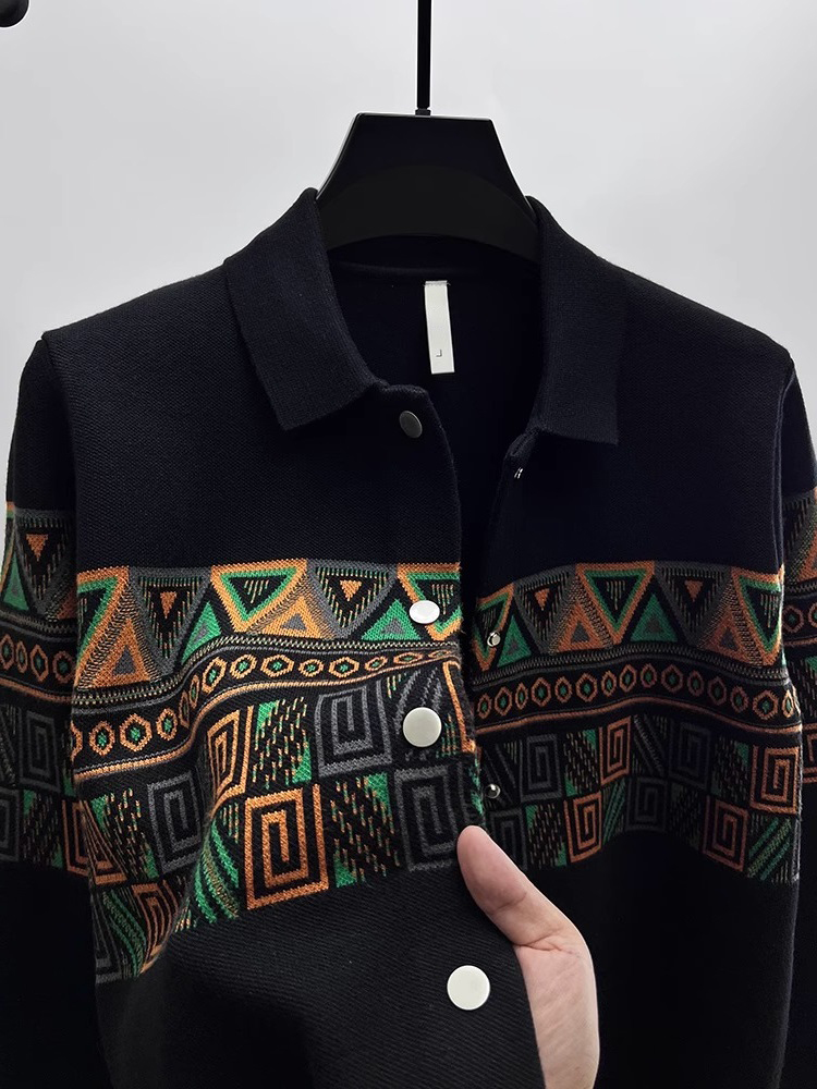 Urban Ethnic Fashion - Kardigan Rajutan Pria Modis Sweater Berkerah
