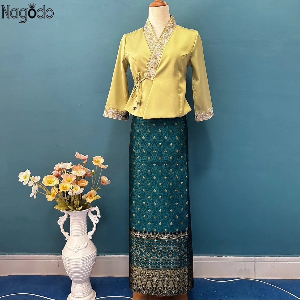 Batik Sarong Wrap - Gaun etnik Thai Dai tradisional Musim
