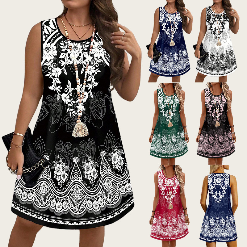 Ethnic Style Dresses - Gaun Vintage Gaya Etnik Gaun Wanita