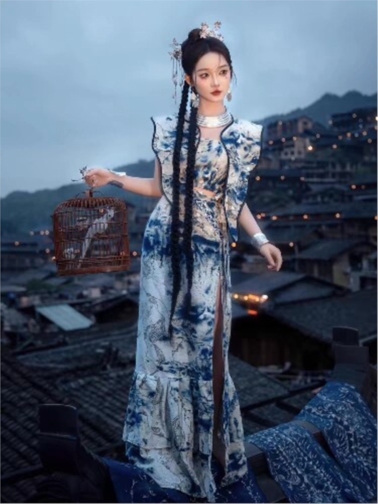 Cheongsam panjang menampilkan  - Ethnic Style Dresses ulasan dan harga