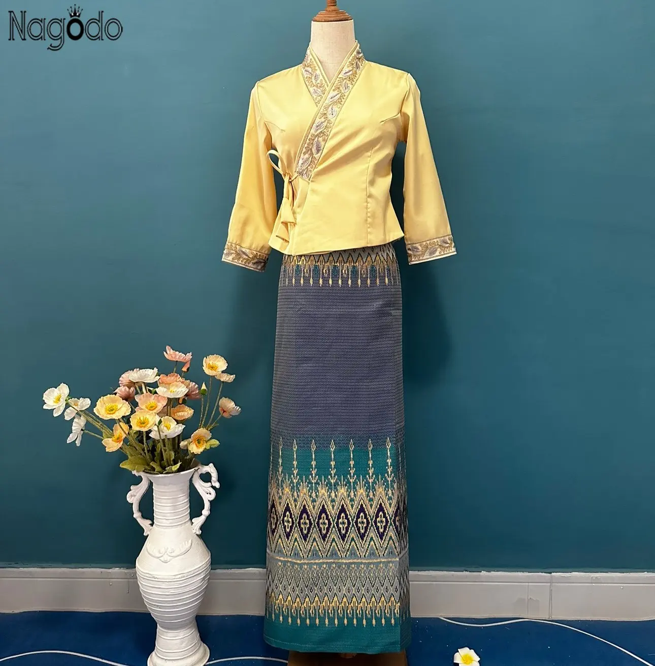 Gaun etnik Thai Dai tradisiona - Batik Sarong Wrap ulasan dan harga