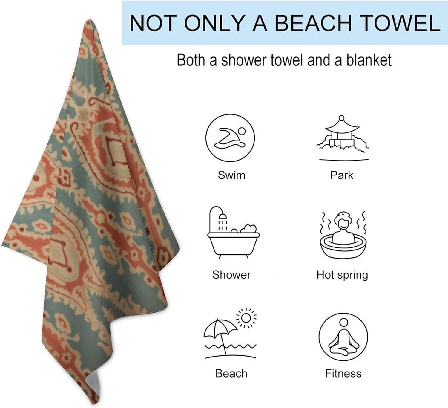 Handuk Pantai Motif Kain, Daya - Ikat Woven Fabric ulasan dan harga