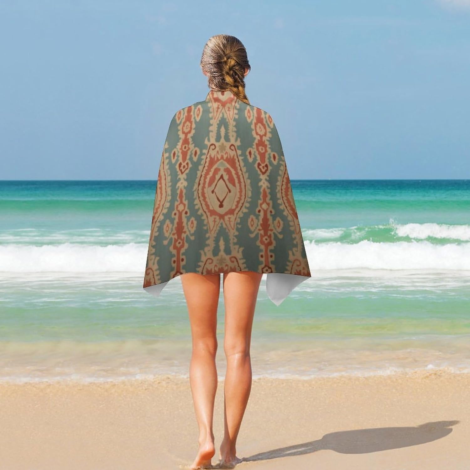 Handuk Pantai Motif Kain, Daya - Ikat Woven Fabric ulasan dan harga