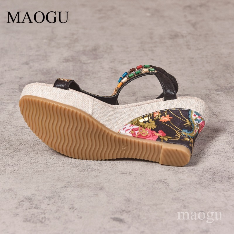 Sandal Wedges Bunga Berhias Ma - Ethnic Boho Fashion ulasan dan harga