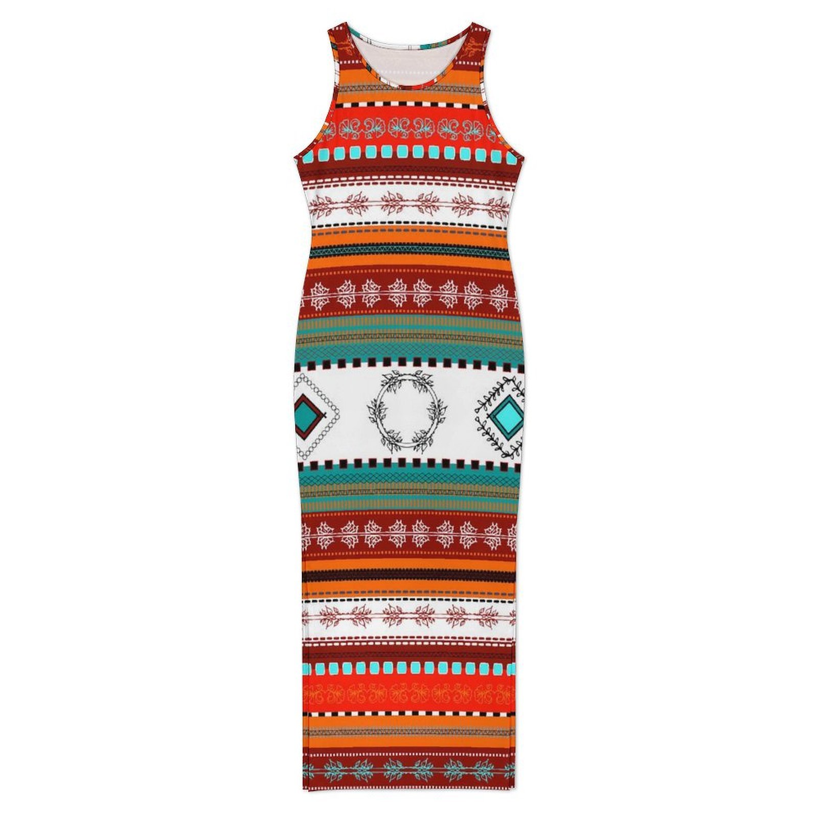 Gaun Maxi Tanpa Lengan Motif T - Ethnic Boho Fashion ulasan dan harga