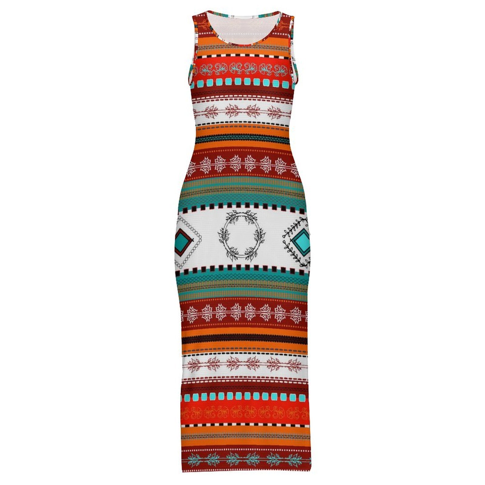 Gaun Maxi Tanpa Lengan Motif T - Ethnic Boho Fashion ulasan dan harga